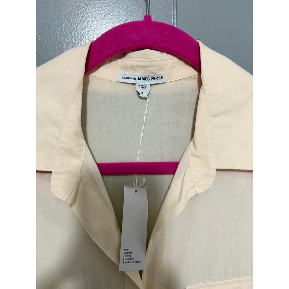 NEW Standard James Perse Peach Contrast Ribbed Surplus Button-down Shirt L - Picture 2 of 6